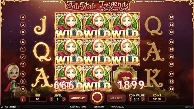 Fairytale Legends: Red Riding Hood online slot game at HappyLuke